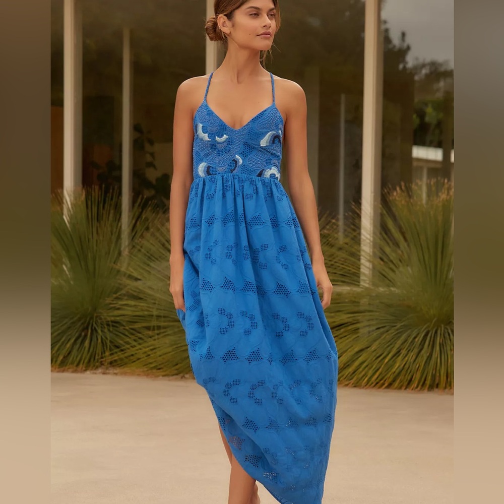 Maaji Bridget Embroidered Eyelet Midi Dress